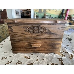 Vintage 1960's Lerner Recipe Jewelry Box Trinket Box Wood Grain Plastic
